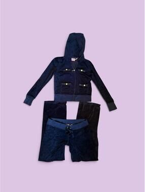 Black velvet juicy couture tracksuit with gold buttons